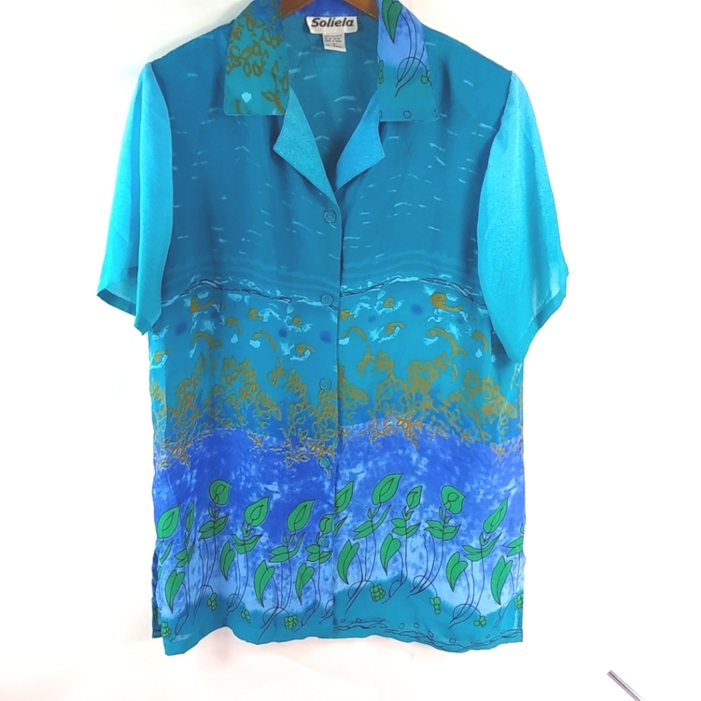 Soliela M Vintage Tunic Length Top in Turquoise